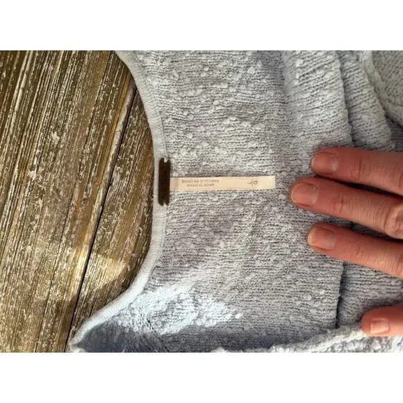 Free People Sweater Found My Friend Light Blue Textured Pullover Cozy Womens L - Picture 6 of 8